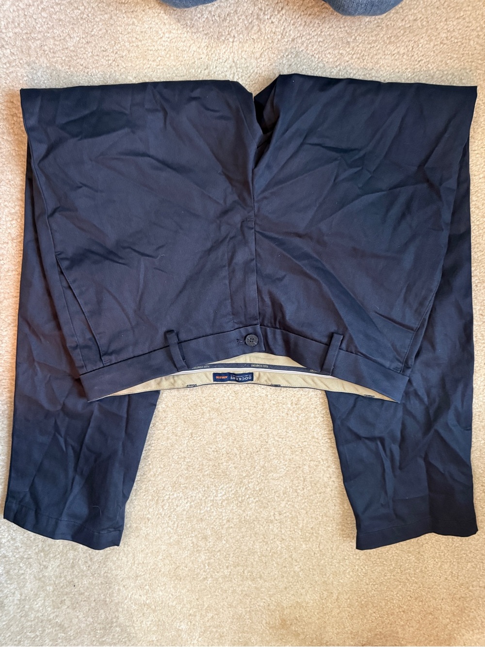 Dockers Navy Blue Dress Pants with Khaki Waistband Detail